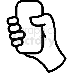 hand holding phone vector icon clipart.