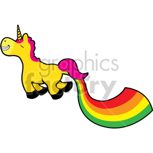 cartoon unicorn farting rainbows clipart. Royalty-free image # 407773
