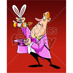 clipart - cartoon magician pulling dynamite out of a hat.