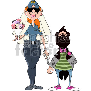 police officer marrying a criminal cartoon clipart. Commercial use image # 407911