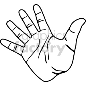hand black+white ASL five