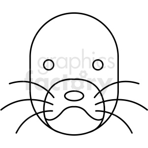 clipart - black and white seal head icon.