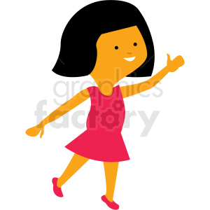 cartoon girl dancing vector clipart .