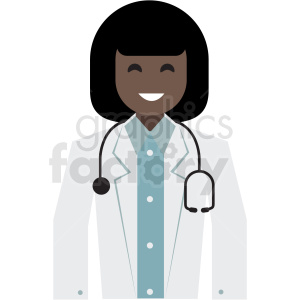 black female doctor flat icon vector icon clipart. Commercial use icon # 411320