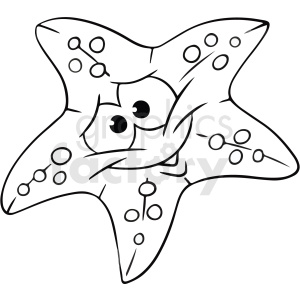 black white cartoon starfish clipart. Royalty-free image # 411430