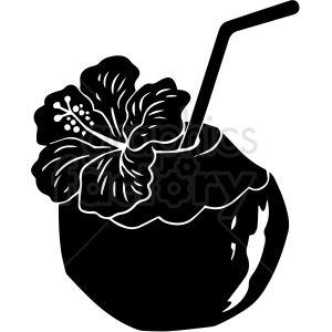 clipart - black and white coconut drink vector clipart.