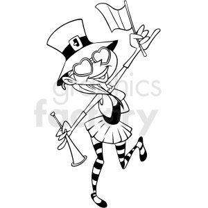 black and white cartoon St Patricks Day girl vector clipart clipart. Commercial use image # 411779