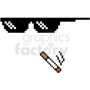 thug life 8 bit sunglasses left smoking svg cut file clipart. Royalty-free image # 412616