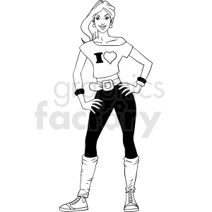clipart - 90s teenager girl with love shirt vector clipart.