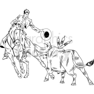black and white el matador vector illustration clipart. Royalty-free image # 412898