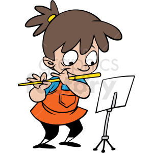 cartoon people girl flute