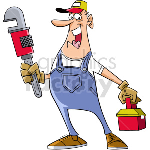cartoon plumber vector clipart .