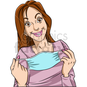clipart - girl removing mask vector clipart.