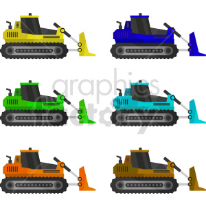 colorful bulldozer bundle vector graphic clipart.