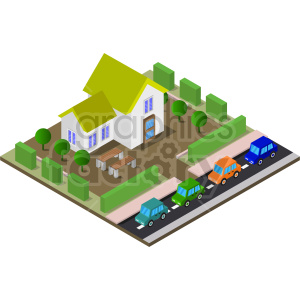 small house isometric vector clipart .
