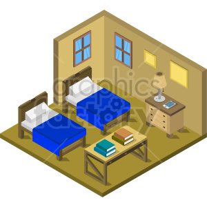 hotel room isometric vector graphic clipart.