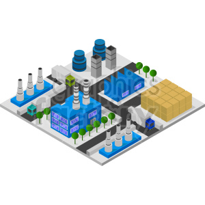 isometric large industrial factory vector graphic clipart.