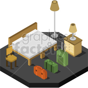 king bed isometric vector graphic clipart.