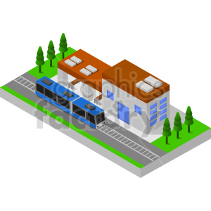 train station isometric vector clipart .