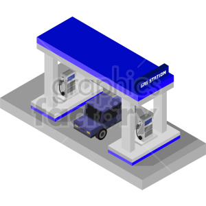 gas station isometric vector graphic clipart.