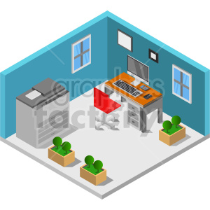 office isometric vector clipart .
