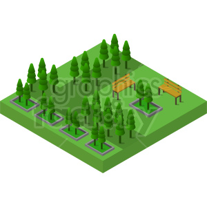 park land plot isometric vector graphic clipart.