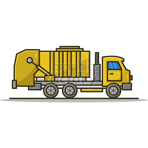 yellow garbage truck vector clipart .