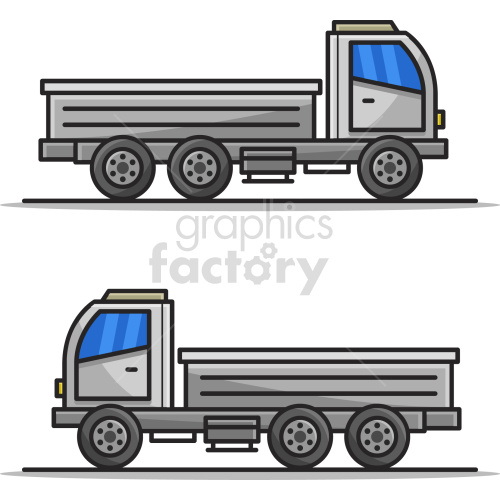 flat bed truck vector graphic set clipart.