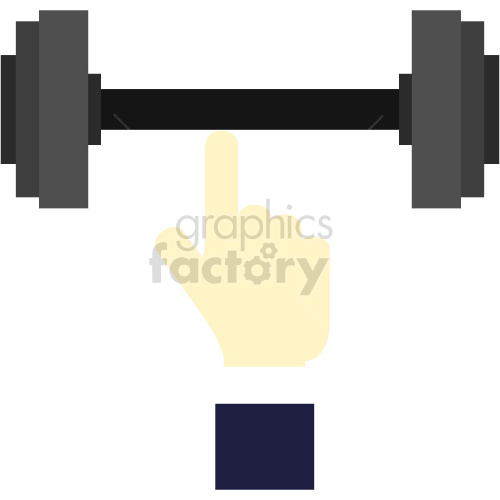 hand holding barbell with one finger vector graphic clipart .