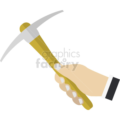 hand holding pickaxe vector graphic clipart