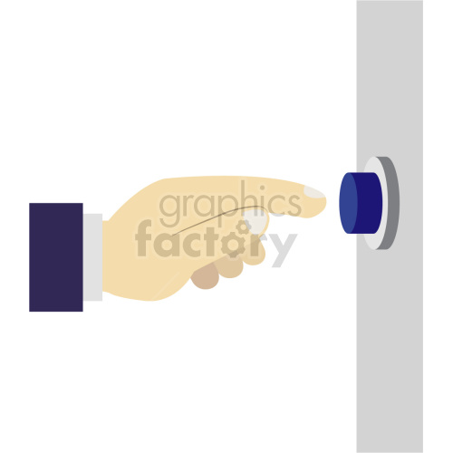 hand pushing blue button vector clipart .