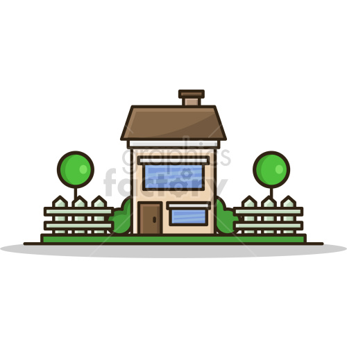 home with picket fence vector clipart .
