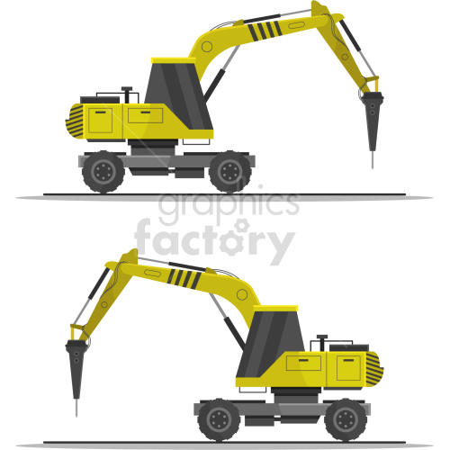 construction vehicles excavator jackhammer