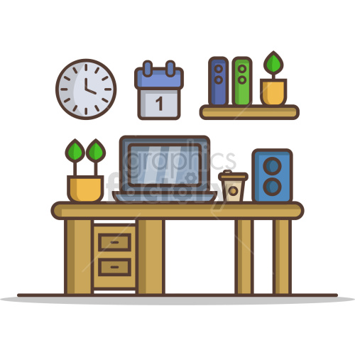 home office vector graphic clipart.