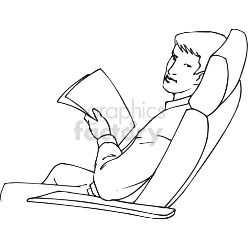business man reading documents black white clipart.