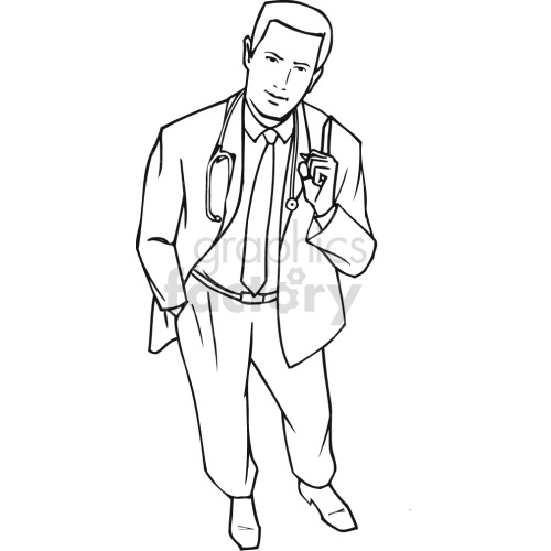 doctor talking black white clipart. Commercial use image # 418532