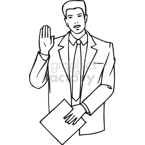 lawyer giving oath black white clipart.