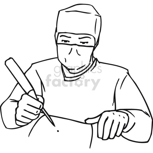 surgeon performing surgery black white clipart. Royalty-free image # 418642