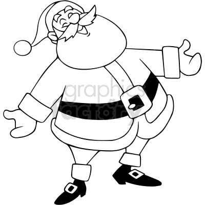 cartoon santa christmas black+white