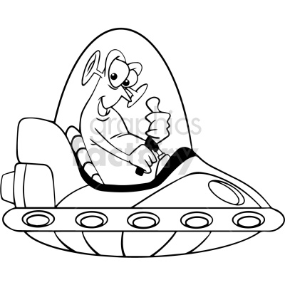 black and white alien in ufo cartoon