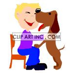Animated dog licking a boys face clipart. Commercial use image # 119367