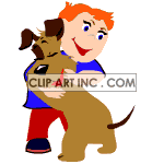 Animated boy hugging his dog clipart. Royalty-free image # 119377