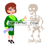 Woman professor educating using a skeleton
