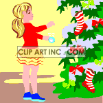   christmas xmas decoration decorating tree trees girl  Christmas_09.gif Animations 2D Holidays Christmas 
