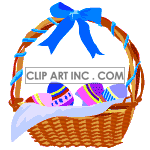 Animated Easter basket with blue bow clipart. Commercial use image # 120428
