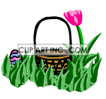  Easter happy basket egg eggs flower flowers  eggs-in-basket.gif Animations 2D Holidays Easter 