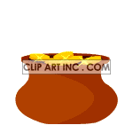 Animated clovers with gold coins dropping into pot animation. Royalty-free animation # 120751