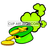 Leprechaun hat with animated clovers and gold animation. Commercial use animation # 120756