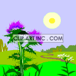 Animated sun with butterfly flying around a flower animation. Commercial use animation # 121118