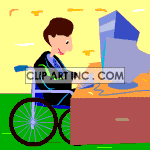 animated man in wheelchair on the computer clipart. Royalty-free image # 121827